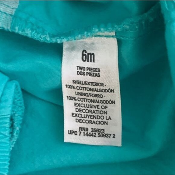 Carters Baby Girls Dress Set 6M Blue Embroidered Ruffle Cottagecore Outfit - Picture 5 of 8